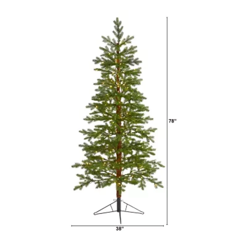 Nearly Natural Faux 6 1/2 Foot Pre-Lit Fir Christmas Tree