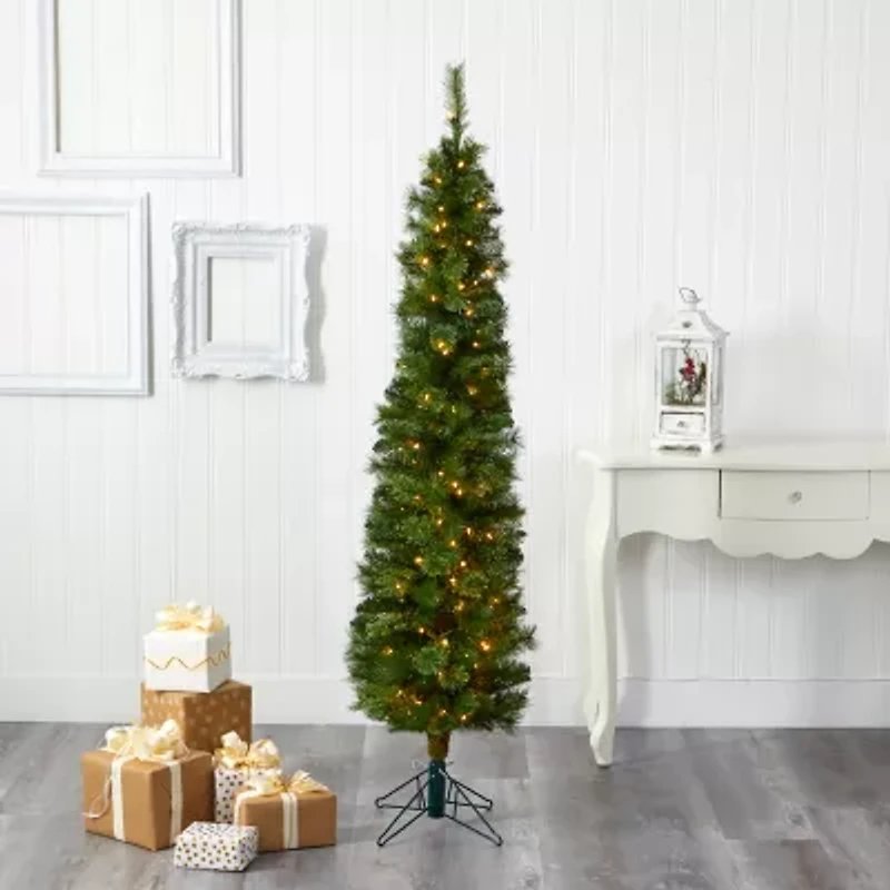 Nearly Natural Pencil Faux 6 Foot Pre-Lit Christmas Tree