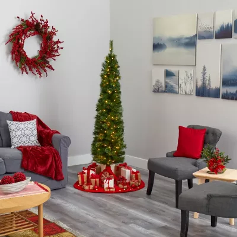 Nearly Natural Pencil Faux Foot Pre-Lit Christmas Tree