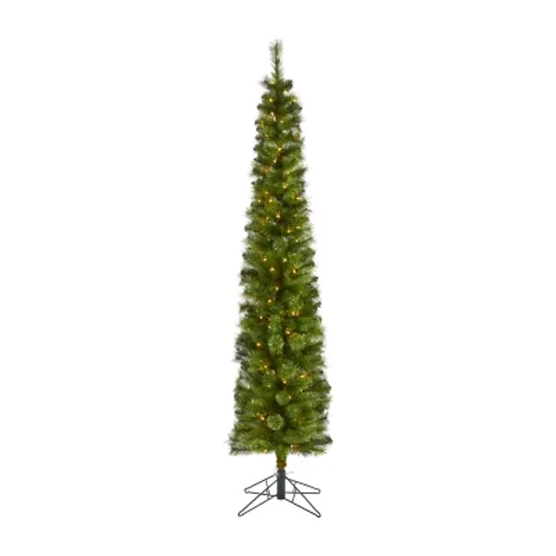 Nearly Natural Pencil Faux 7 Foot Pre-Lit Christmas Tree