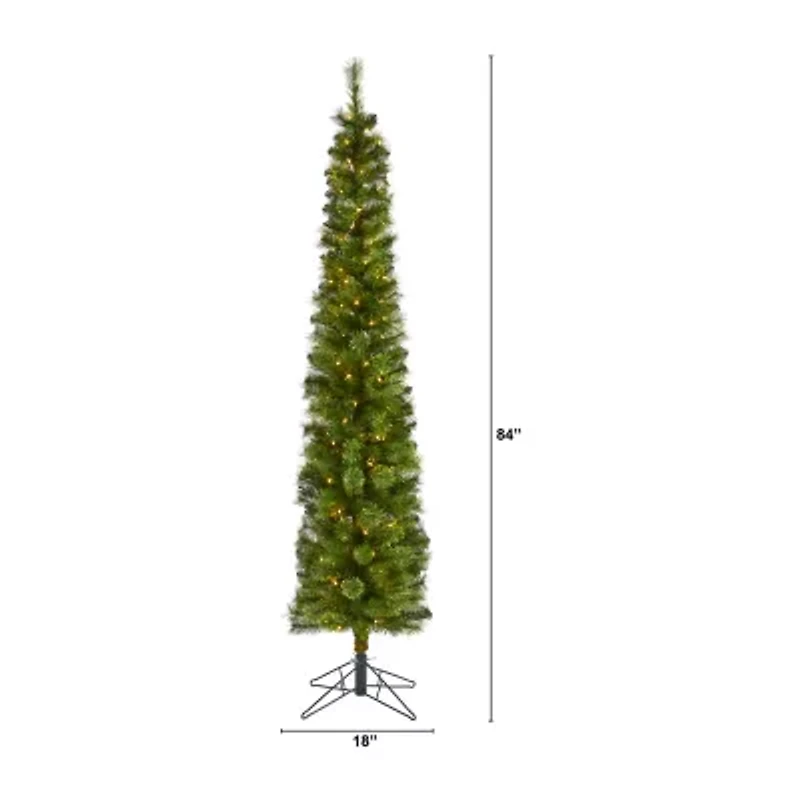 Nearly Natural Pencil Faux 7 Foot Pre-Lit Christmas Tree