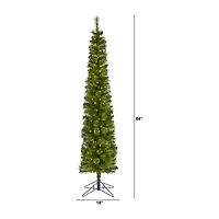 Nearly Natural Pencil Faux 7 Foot Pre-Lit Christmas Tree
