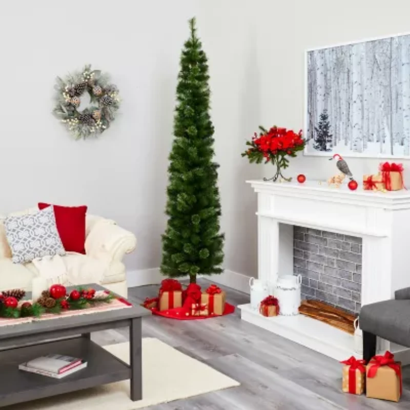 Nearly Natural Pencil Faux 7 Foot Pre-Lit Christmas Tree