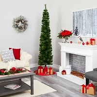 Nearly Natural Pencil Faux 7 Foot Pre-Lit Christmas Tree