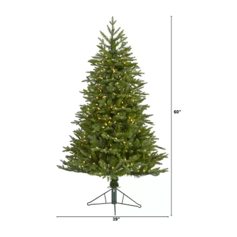 Nearly Natural Cambridge Faux 5 Foot Pre-Lit Fir Christmas Tree