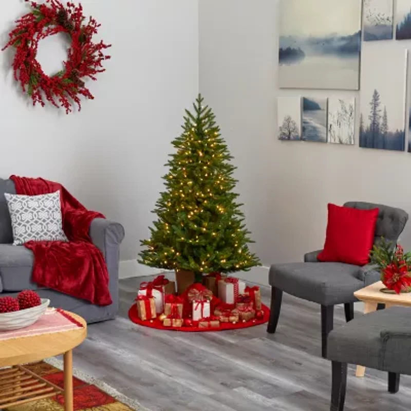 Nearly Natural Cambridge Faux 5 Foot Pre-Lit Fir Christmas Tree