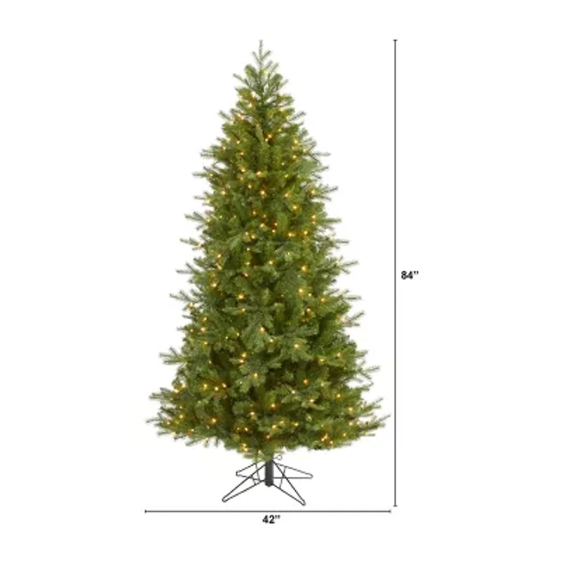 Nearly Natural Vienna Faux 7 Foot Pre-Lit Fir Christmas Tree