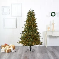 Nearly Natural Faux 6 1/2 Foot Pre-Lit Spruce Christmas Tree