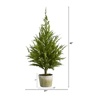Nearly Natural Faux Planter 3 1/2 Foot Cedar Christmas Tree