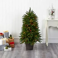 Nearly Natural Sierra Faux 5 Foot Pre-Lit Fir Christmas Tree