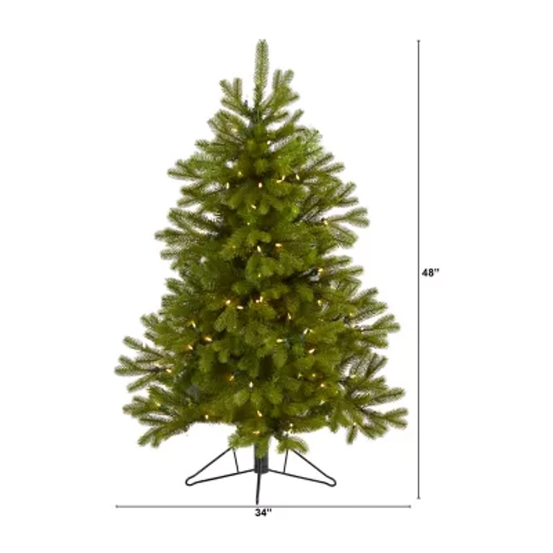 Nearly Natural Flat Back Faux 4 Foot Pre-Lit Spruce Christmas Tree