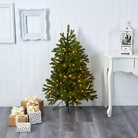 Nearly Natural Flat Back Faux 4 Foot Pre-Lit Spruce Christmas Tree