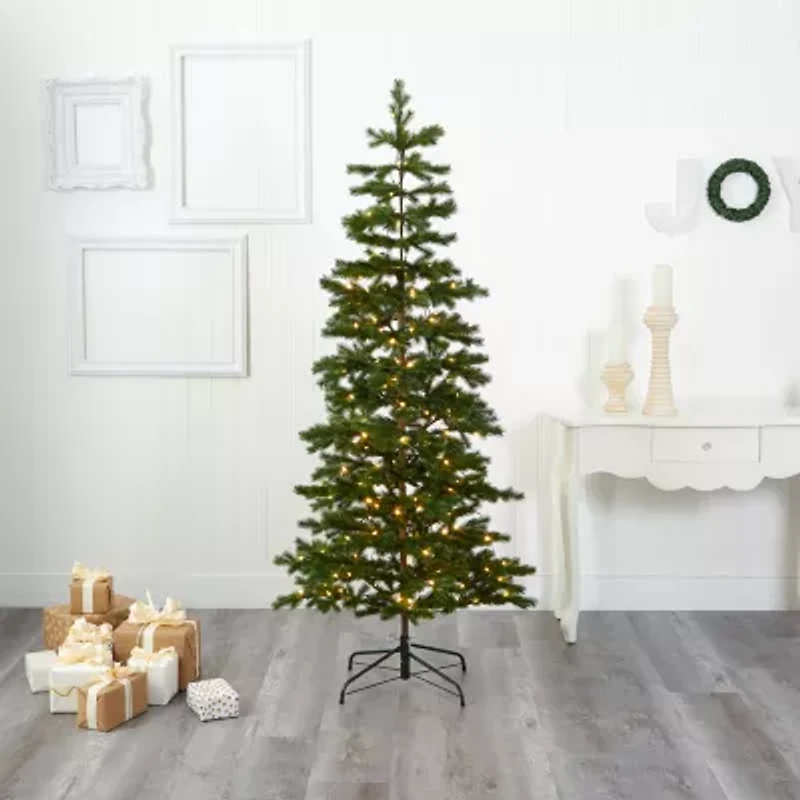 Nearly Natural Faux 6 1/2 Foot Pre-Lit Spruce Christmas Tree