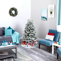 Nearly Natural Flocked Faux 5 Foot Pre-Lit Fir Christmas Tree