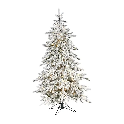 Nearly Natural Flocked Faux 5 Foot Pre-Lit Fir Christmas Tree
