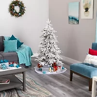 Nearly Natural Flocked Faux 5 Foot Pre-Lit Fir Christmas Tree
