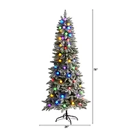 Nearly Natural Flocked Mountain Faux 6 1/2 Foot Pre-Lit Fir Christmas Tree
