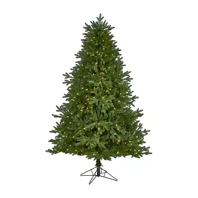 Nearly Natural Real Touch Faux 7 Foot Pre-Lit Fir Christmas Tree