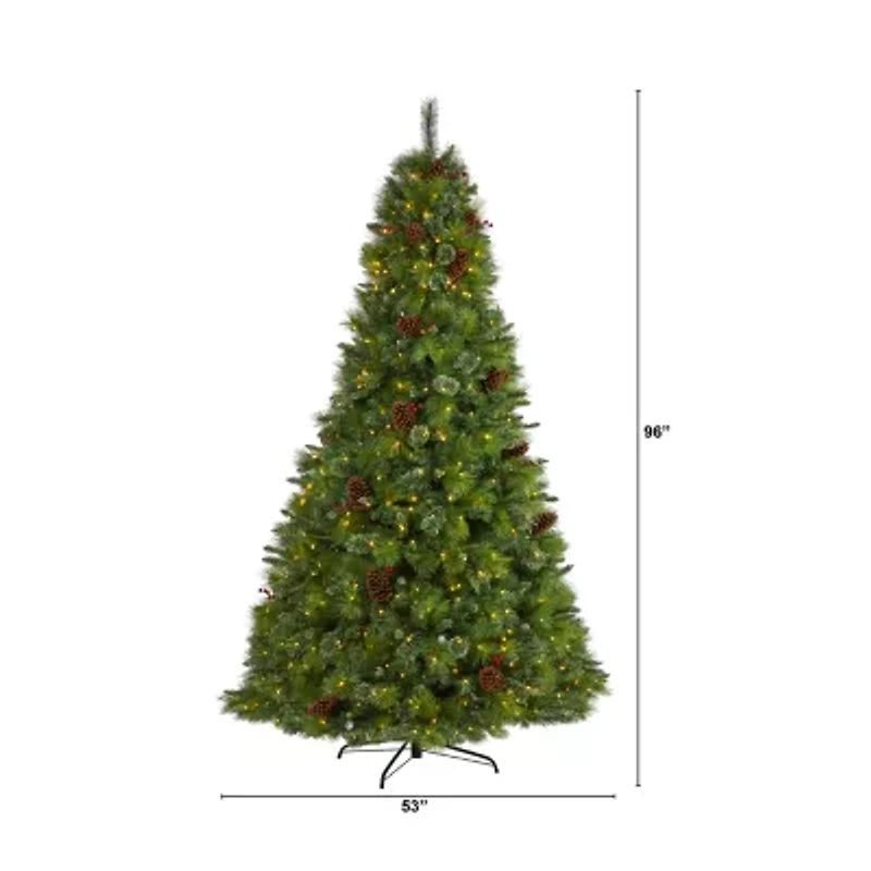 Nearly Natural Montana Mixed Faux 8 Foot Pre-Lit Pine Christmas Tree