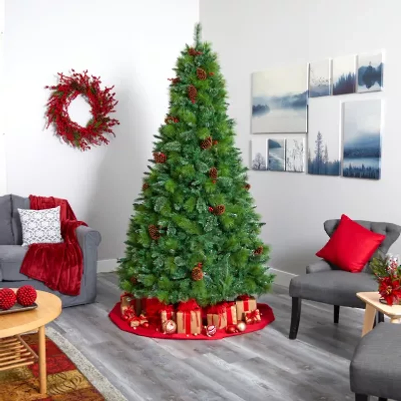 Nearly Natural Montana Mixed Faux 8 Foot Pre-Lit Pine Christmas Tree
