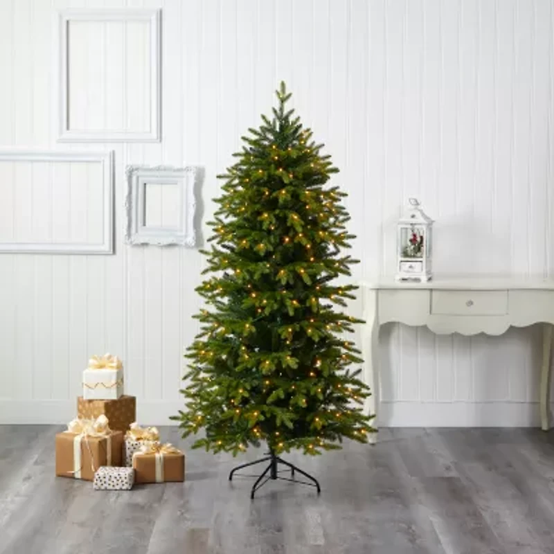Nearly Natural Belgium Faux 6 Foot Pre-Lit Fir Christmas Tree