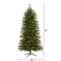 Nearly Natural Belgium Natural Look Faux 7 Foot Pre-Lit Fir Christmas Tree