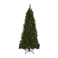 Nearly Natural Norway Mixed Faux 7 1/2 Foot Pre-Lit Pine Christmas Tree