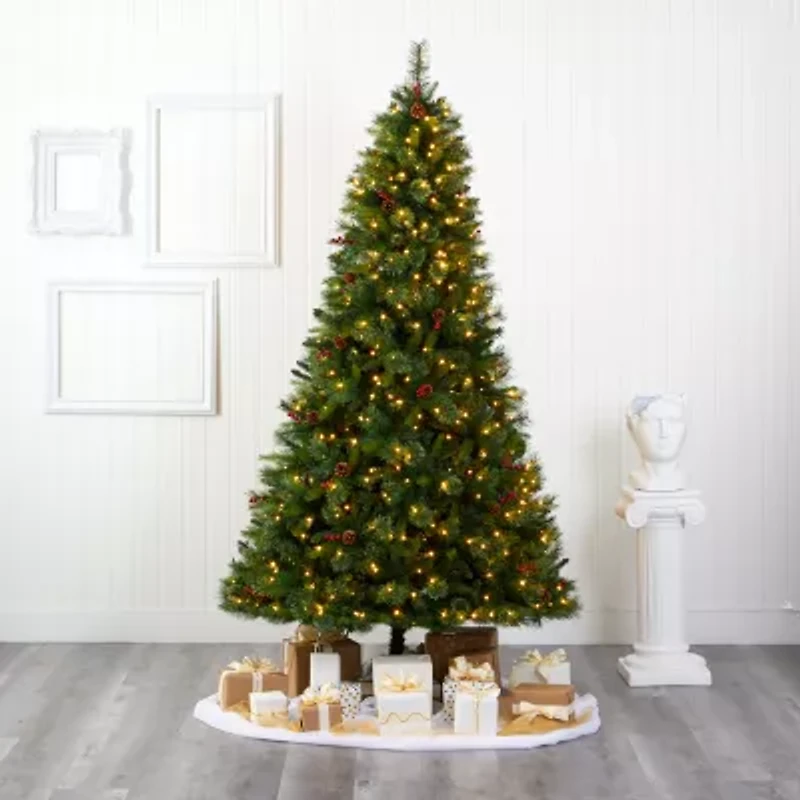 Nearly Natural Aberdeen Faux 8 Foot Pre-Lit Spruce Christmas Tree