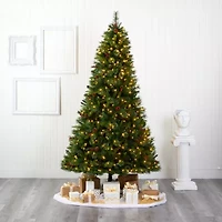 Nearly Natural Aberdeen Faux 8 Foot Pre-Lit Spruce Christmas Tree