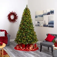 Nearly Natural Aberdeen Faux 8 Foot Pre-Lit Spruce Christmas Tree