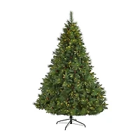 Nearly Natural Full Bodied Mixed Faux 7 Foot Pre-Lit Pine Christmas Tree