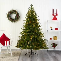 Nearly Natural Mountain Natural Look Faux 6 1/2 Foot Pre-Lit Fir Christmas Tree