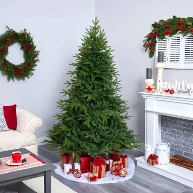 Nearly Natural Mountain Natural Look Faux 6 1/2 Foot Pre-Lit Fir Christmas Tree