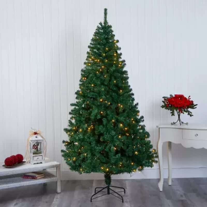 Nearly Natural Northern Tip Faux 8 Foot Pre-Lit Christmas Tree