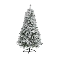 Nearly Natural Flocked Foot Spruce Christmas Tree