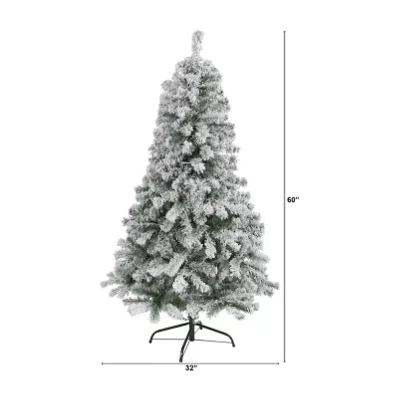 Nearly Natural Flocked Foot Spruce Christmas Tree