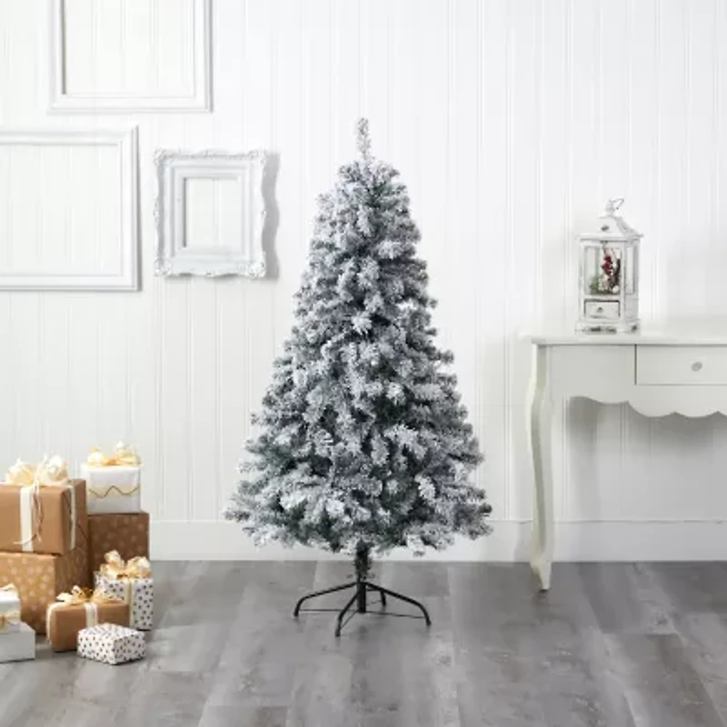 Nearly Natural Flocked Foot Spruce Christmas Tree