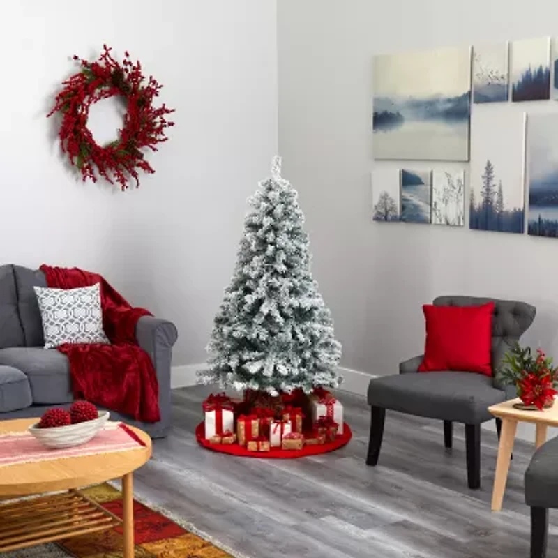 Nearly Natural Flocked Foot Spruce Christmas Tree