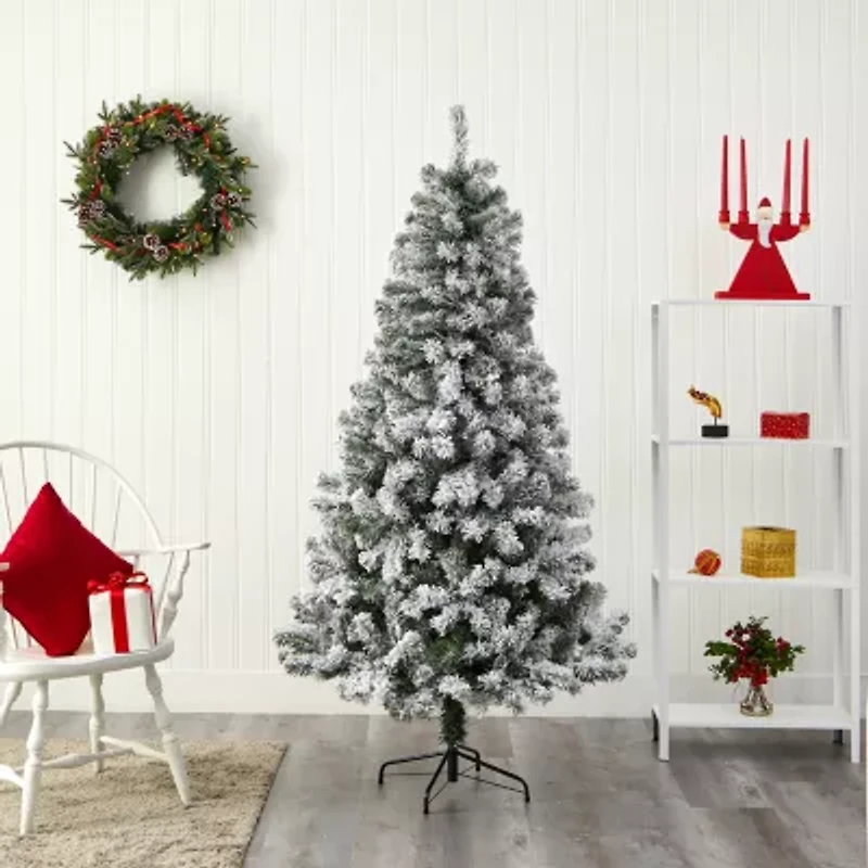 Nearly Natural Flocked 6 Foot Spruce Christmas Tree