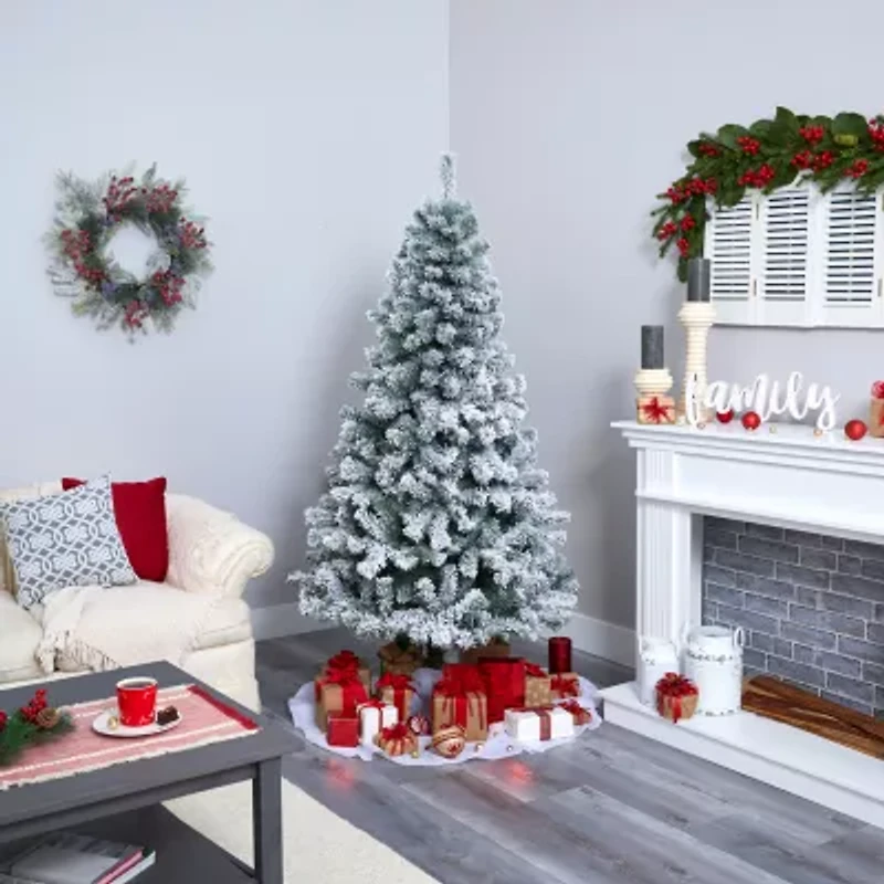 Nearly Natural Flocked 6 Foot Spruce Christmas Tree
