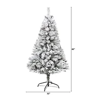 Nearly Natural Flocked White Foot Pine Christmas Tree