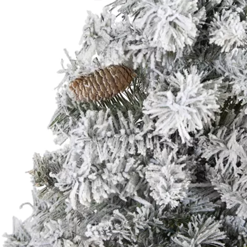 Nearly Natural Flocked White 5 Foot Pine Christmas Tree