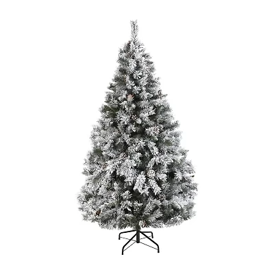 Nearly Natural Flocked White 6 Foot Pine Christmas Tree