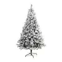 Nearly Natural Flocked White 7 Foot Pine Christmas Tree