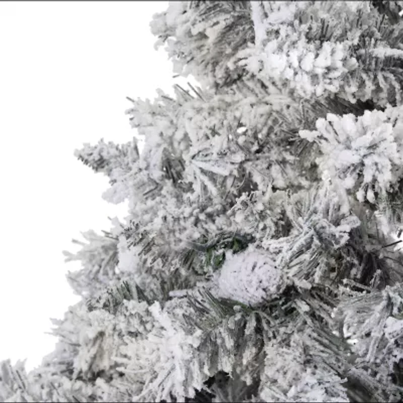 Nearly Natural Flocked White Foot Pine Christmas Tree