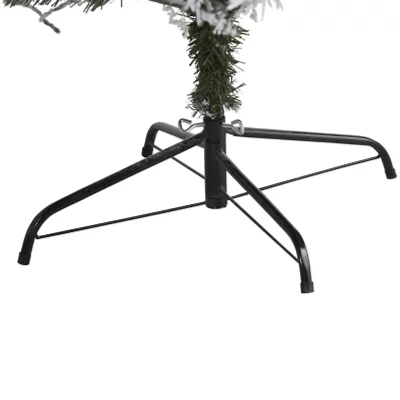 Nearly Natural Flocked River Faux 7 Foot Pre-Lit Pine Christmas Tree