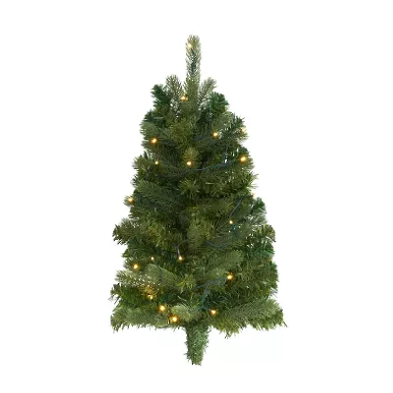Nearly Natural Flat Back Wall Hanging Faux Foot Pre-Lit Christmas Tree