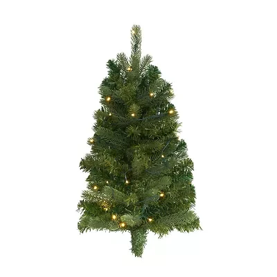 Nearly Natural Flat Back Wall Hanging Faux Foot Pre-Lit Christmas Tree