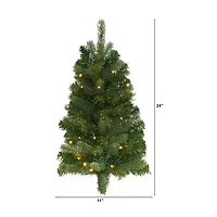Nearly Natural Flat Back Wall Hanging Faux Foot Pre-Lit Christmas Tree