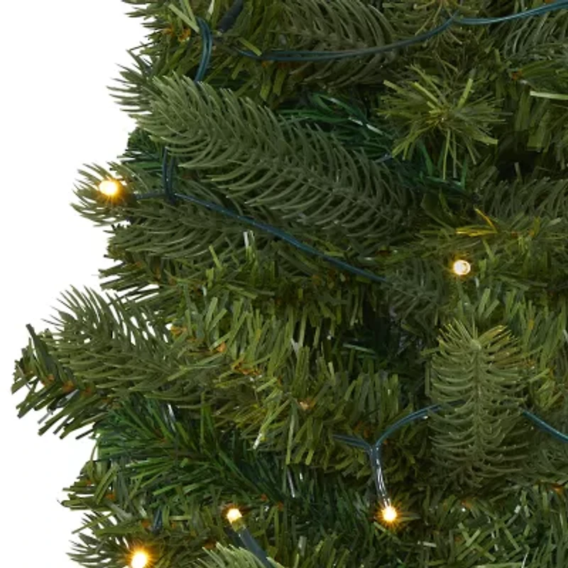 Nearly Natural Flat Back Wall Hanging Faux Foot Pre-Lit Christmas Tree